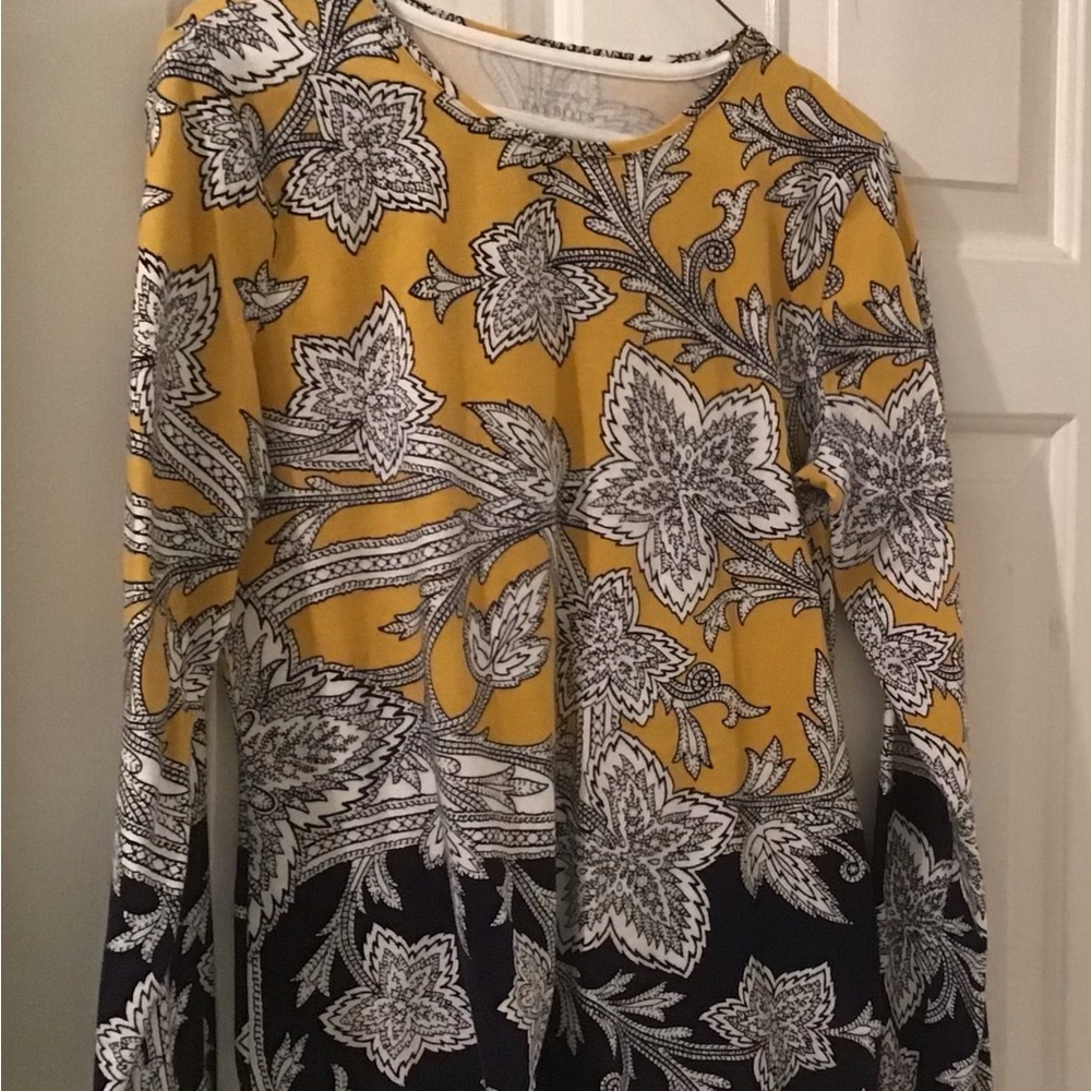 The Talbots Tee Blue and Yellow Long Sleeve Top Size M